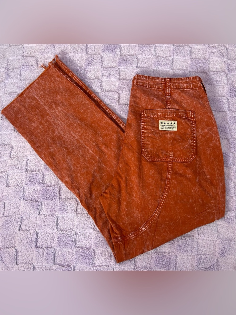 Fivestar General Festive Burnt Orange Acid Wash Cargo Pants Size 7/28